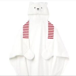 Polar Bear Kids Hooded Throw Blanket, 40"x50"  Plush Faux Fur Blanket Wrap